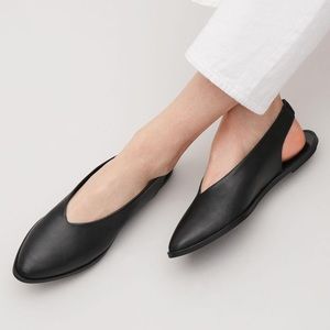 COS leather point toe sling back flats
